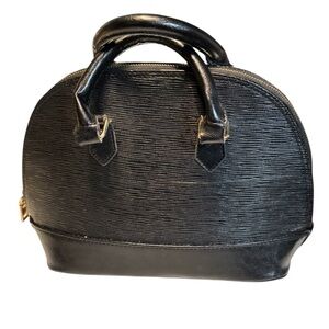 Vintage Retro 60s Black Women's Small Bowling Bag Style Handbag Purse